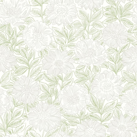 Grasse Faustin Green Floral 33 Ft L X 205 In W Wallpaper